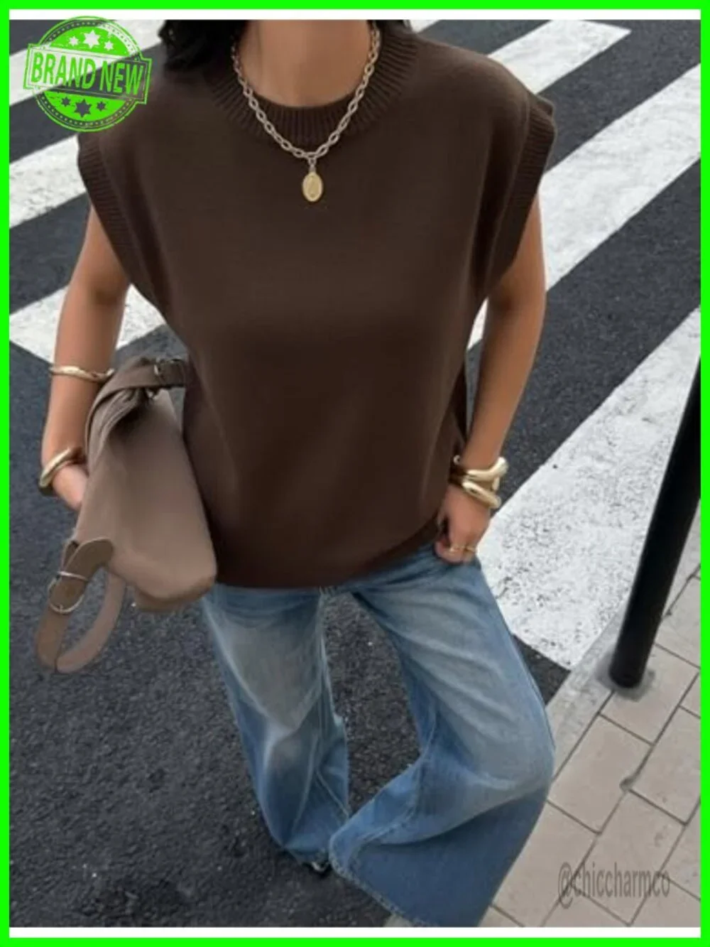 Women's Mock Neck Cap Sleeve Knit Sweater Vest Pullover Tank Top Business Casual